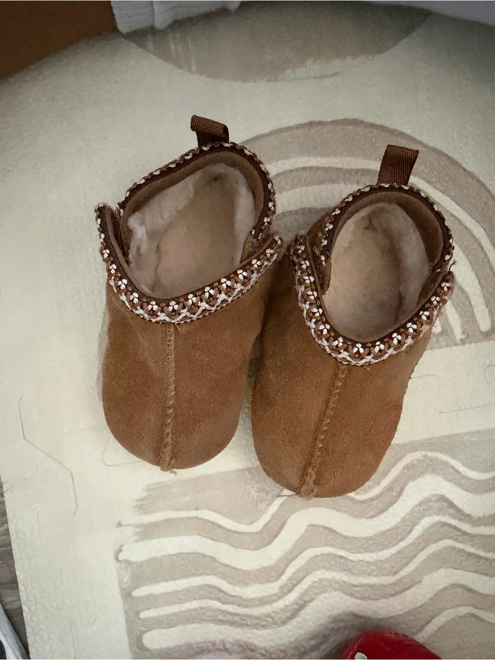 UGG Chestnut Brown Shearling-Lined Kids Slip-On Booties